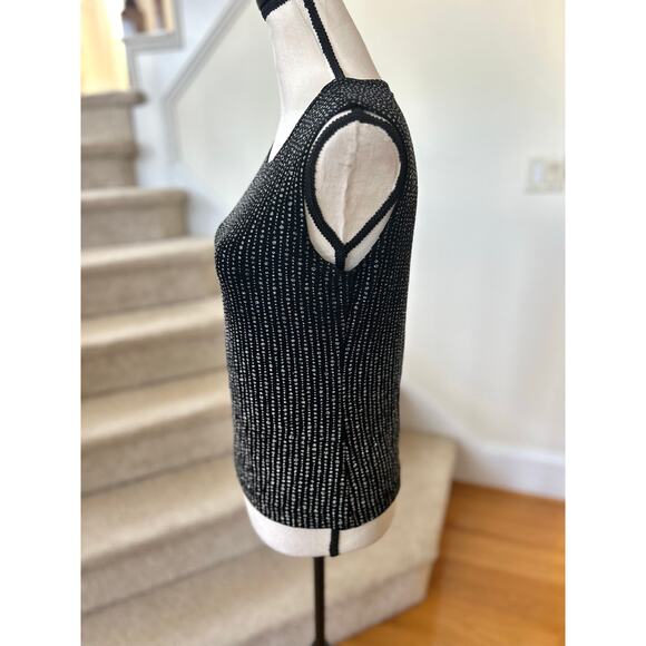 Vintage Y2K Black Ribbed Sparkle Dot Stretchy Tank Top Fairy Whimsygoth - Picture 3 of 7